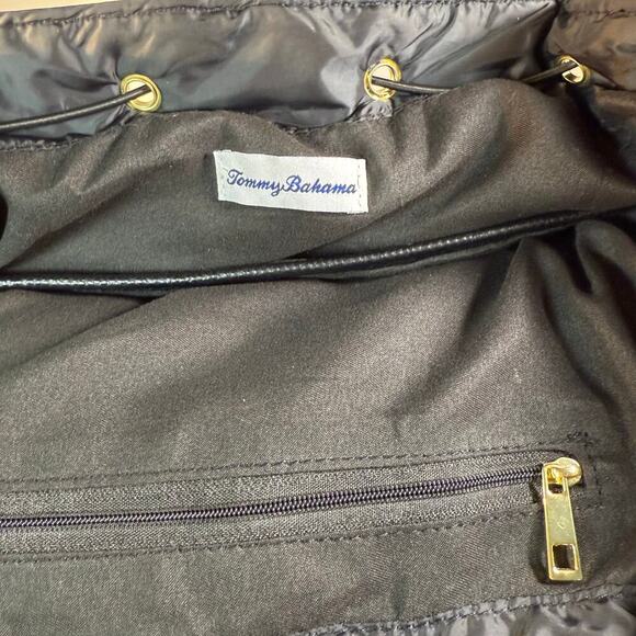 Tommy Bahama Black Nylon Backpack | Gold Hardware | Travel Diaper Bag Purse - Picture 5 of 10